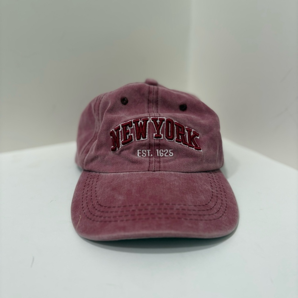 New York Est. 1625 Slideback Hat Red One Size Adjustable Embroidered Cotton